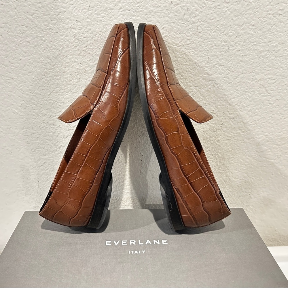 Everlane The 90's Croc-Embossed Loafer - Brown, Size 7, with Original Box - Picture 4 of 7